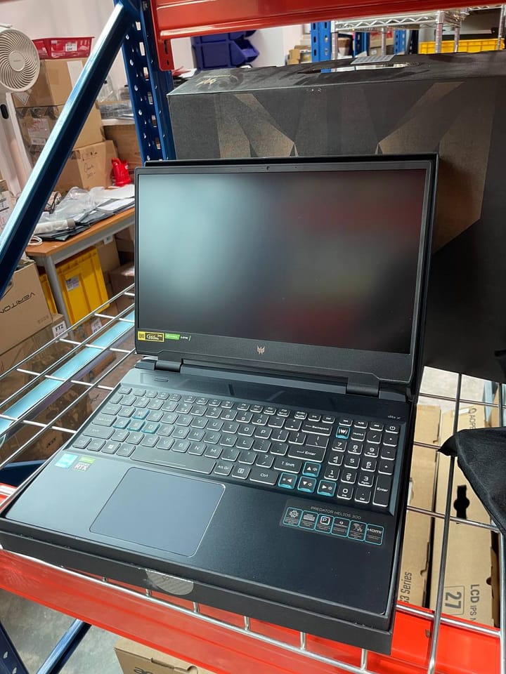 Acer Predator Helios 300, stock code FS32, in our store room